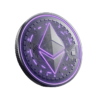 Ethereum-M&uuml;nze mit violettem Neon-Glanz f&uuml;r ETH-Zahlungen im Rainbet Krypto Casino
