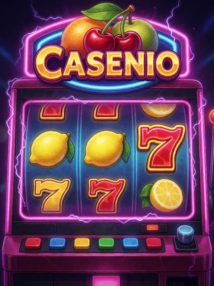 Neon-Fr&uuml;chteslot-Cover mit leuchtenden Kirschen aus dem Rainbet Spieleangebot