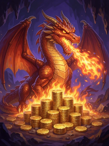 Drachen-Slot-Cover mit Goldschatz aus dem Rainbet Casino mit &uuml;ber 6000 Spielen