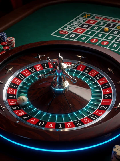 Live-Roulette-Tisch mit leuchtender Kugel im Live-Casino-Bereich von Rainbet