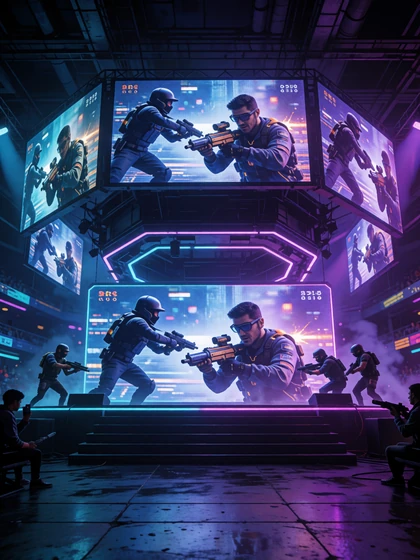 Esports-Arena im Cyberpunk-Stil f&uuml;r Sportwetten auf CS2 und Valorant bei Rainbet
